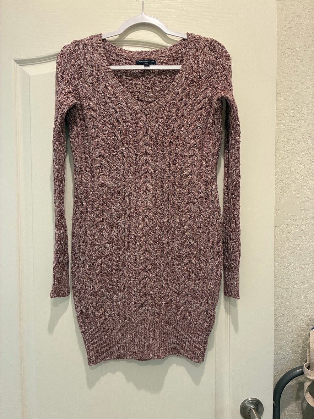 American Eagle Outfitters Mauve Cable Knit Sweater Dress